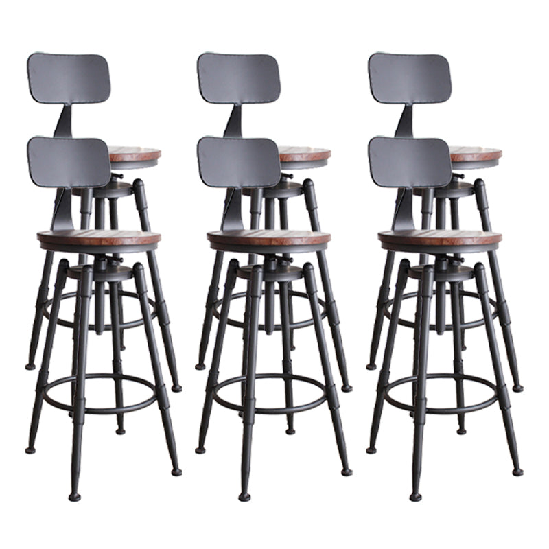 Industrial Metal Stool Upholstered Faux Leather Barstools in Matte Finish for Indoor