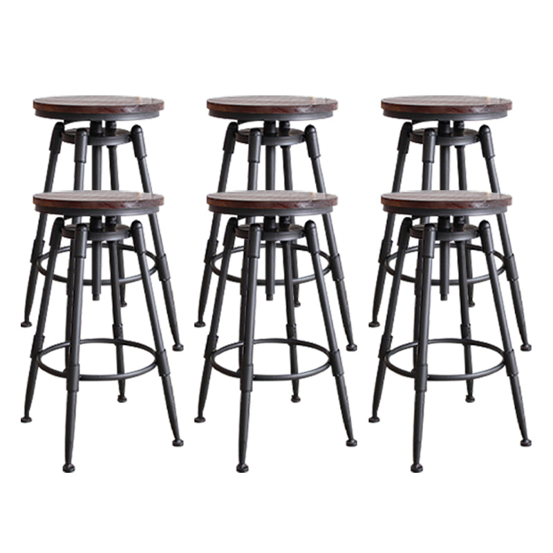Industrial Metal Stool Upholstered Faux Leather Barstools in Matte Finish for Indoor