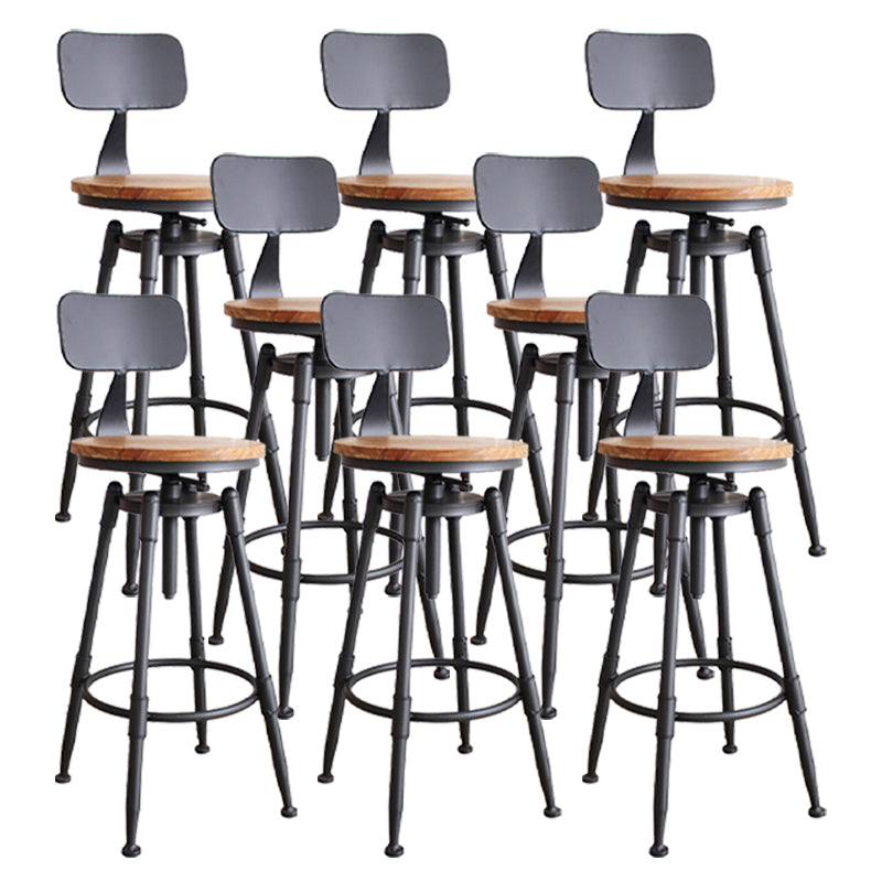 Industrial Metal Stool Upholstered Faux Leather Barstools in Matte Finish for Indoor