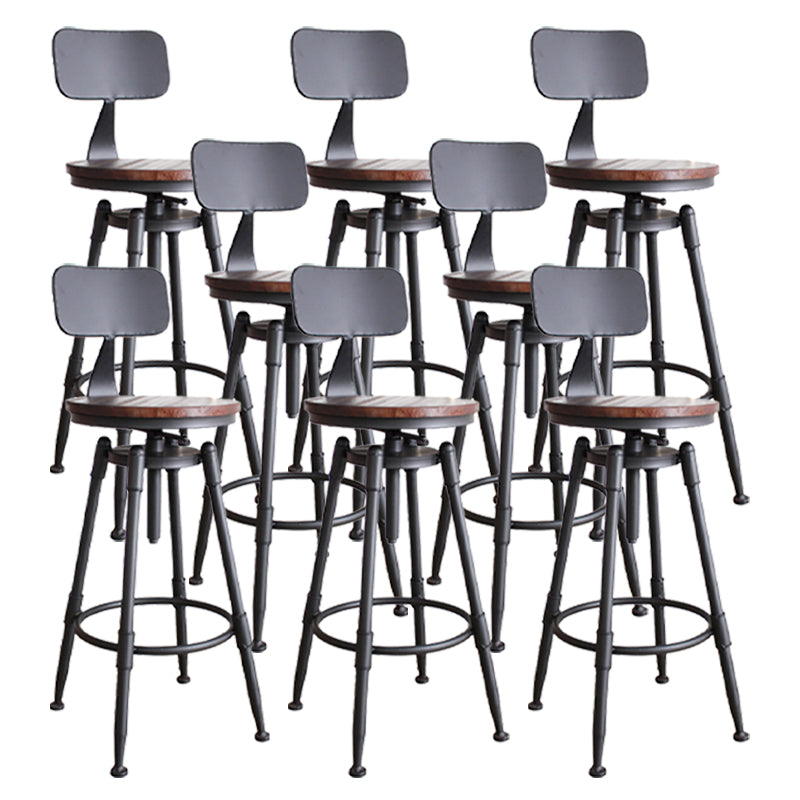 Industrial Metal Stool Upholstered Faux Leather Barstools in Matte Finish for Indoor