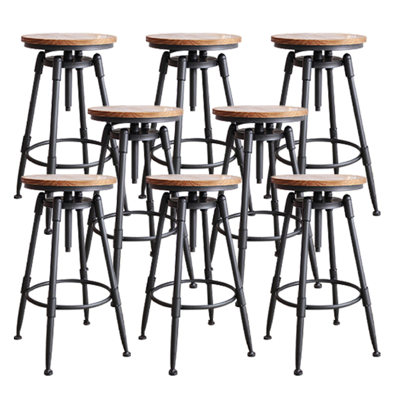 Industrial Metal Stool Upholstered Faux Leather Barstools in Matte Finish for Indoor