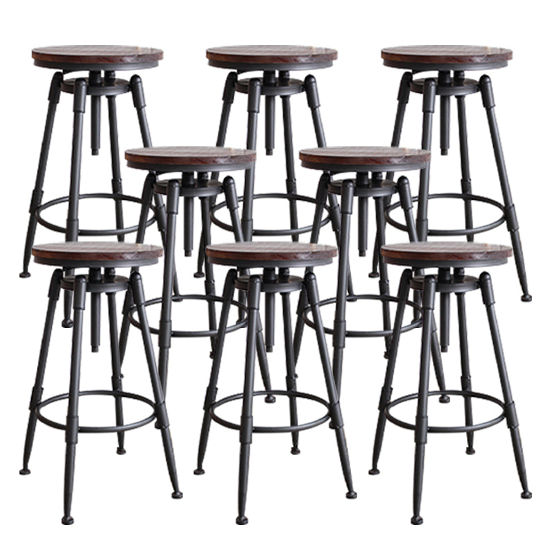 Industrial Metal Stool Upholstered Faux Leather Barstools in Matte Finish for Indoor