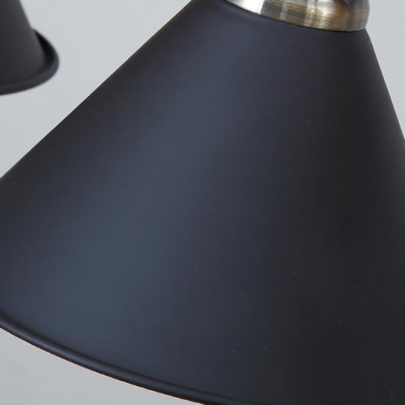 Black Conical Island Lighting Industrial Hemp Rope 3-Head Dining Room Pendant Lamp