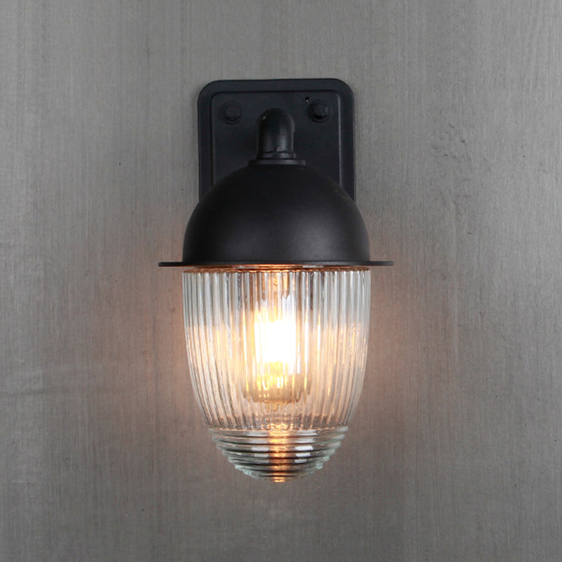 Modern Glass Shade Wall Light Black Single Light Wall Sconce for Outdoors
