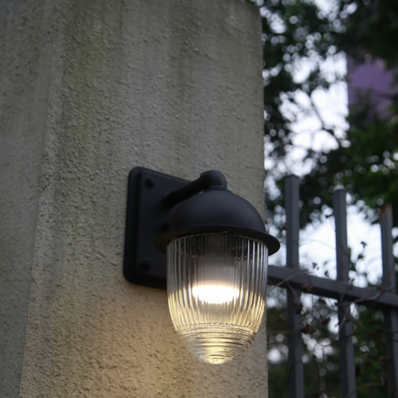 Modern Glass Shade Wall Light Black Single Light Wall Sconce for Outdoors