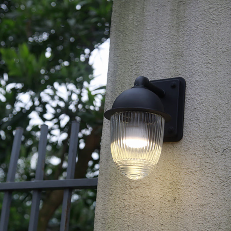 Modern Glass Shade Wall Light Black Single Light Wall Sconce for Outdoors