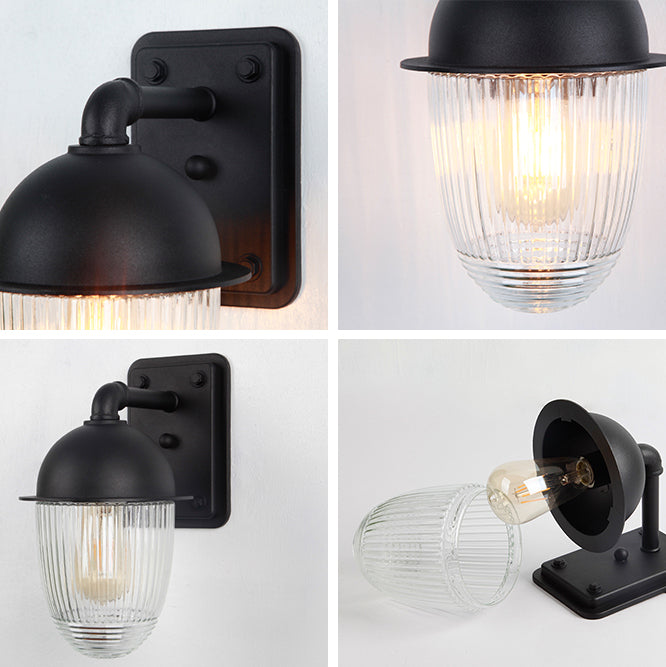 Modern Glass Shade Wall Light Black Single Light Wall Sconce for Outdoors