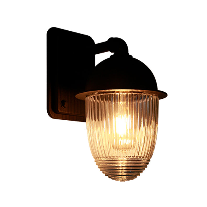 Modern Glass Shade Wall Light Black Single Light Wall Sconce for Outdoors
