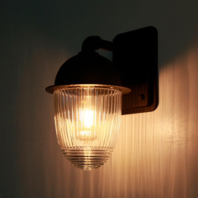 Modern Glass Shade Wall Light Black Single Light Wall Sconce for Outdoors