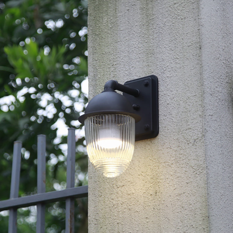 Modern Glass Shade Wall Light Black Single Light Wall Sconce for Outdoors