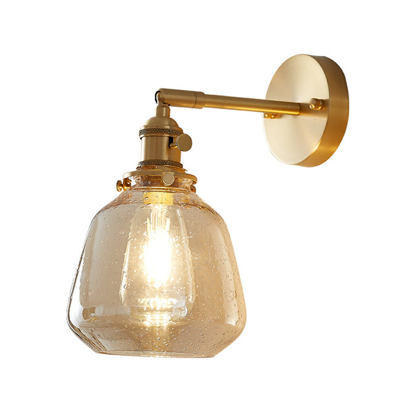 Nordic Style Brass Wall Light Bowl Shape Wall Sconce with Glass for Bedroom