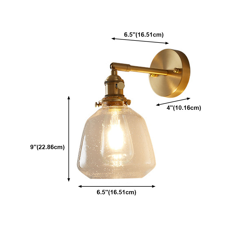 Nordic Style Brass Wall Light Bowl Shape Wall Sconce with Glass for Bedroom