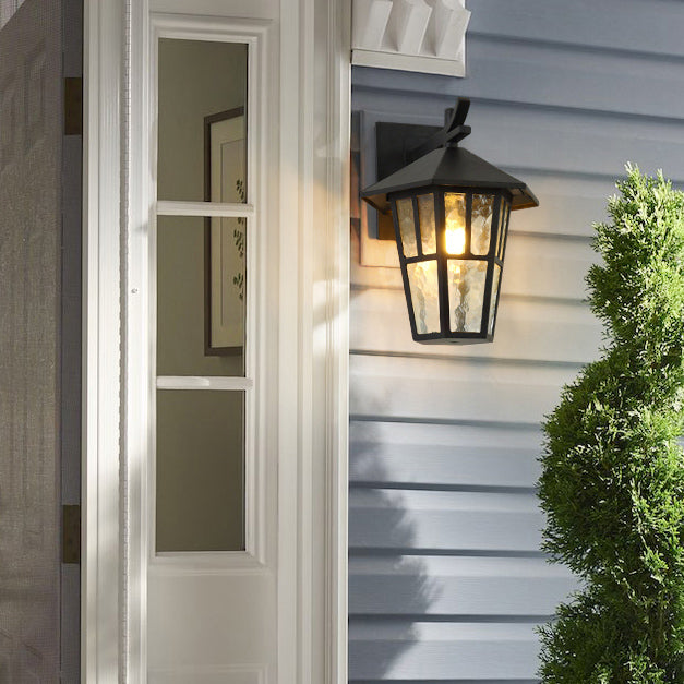 Retro Style Glass Wall Light Geometric Single Light Wall Sconce for Outdoors