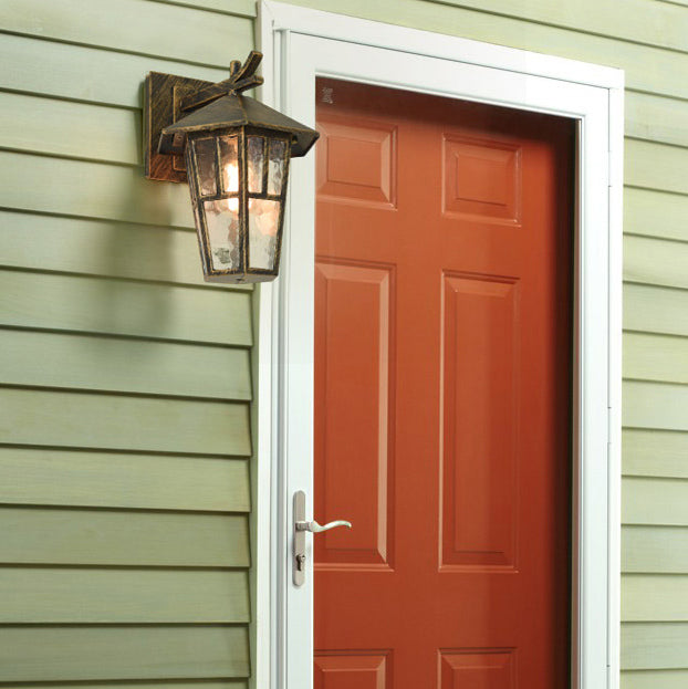 Retro Style Glass Wall Light Geometric Single Light Wall Sconce for Outdoors