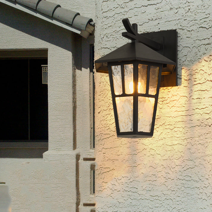 Retro Style Glass Wall Light Geometric Single Light Wall Sconce for Outdoors