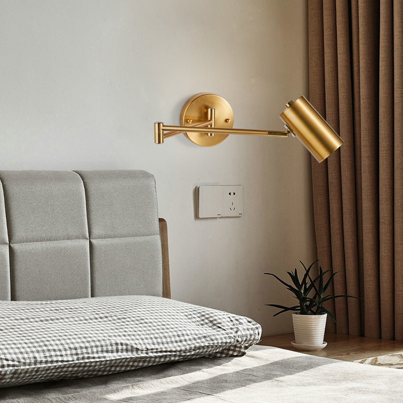 Nordic Style Metal Wall Light Adjustable Swing Arm Wall Sconce for Bedroom