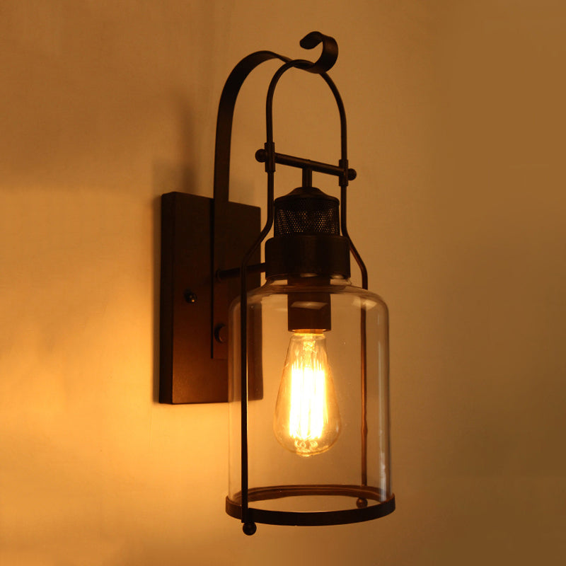 Industrial Style Wall Light Glass Shade Light Sconce Light Fixture for Sitting Room