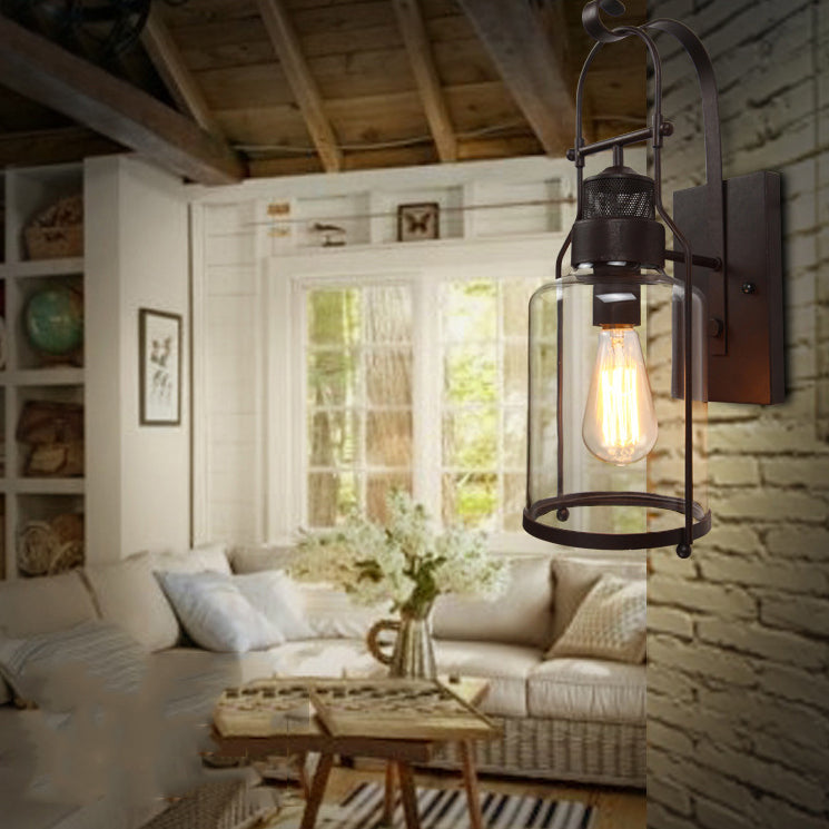 Industrial Style Wall Light Glass Shade Light Sconce Light Fixture for Sitting Room