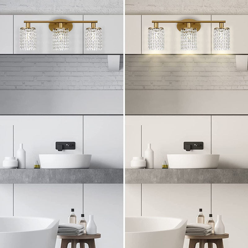 Modern Style Cylinder Vanity Lighting Fixtures Crystal Multi Lights Vanity Wall Sconce