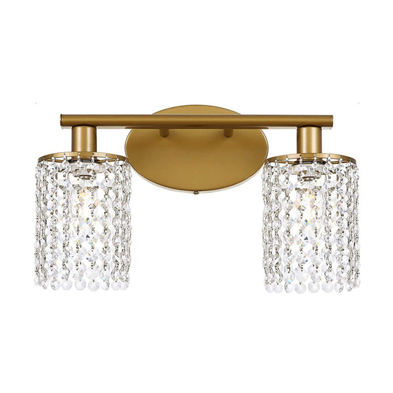 Modern Style Cylinder Vanity Lighting Fixtures Crystal Multi Lights Vanity Wall Sconce