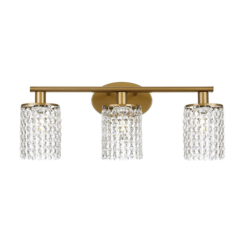 Modern Style Cylinder Vanity Lighting Fixtures Crystal Multi Lights Vanity Wall Sconce