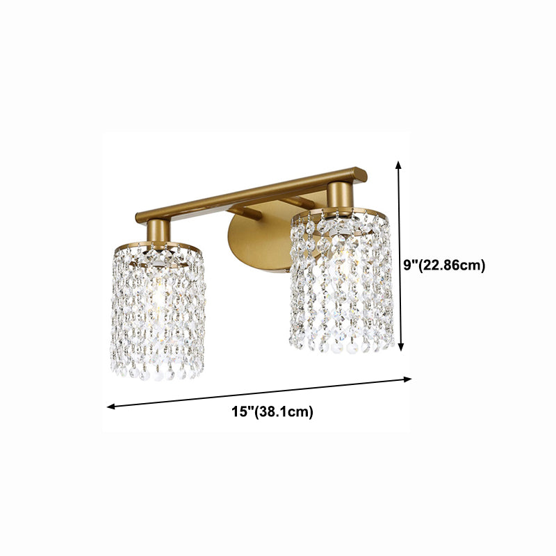 Modern Style Cylinder Vanity Lighting Fixtures Crystal Multi Lights Vanity Wall Sconce