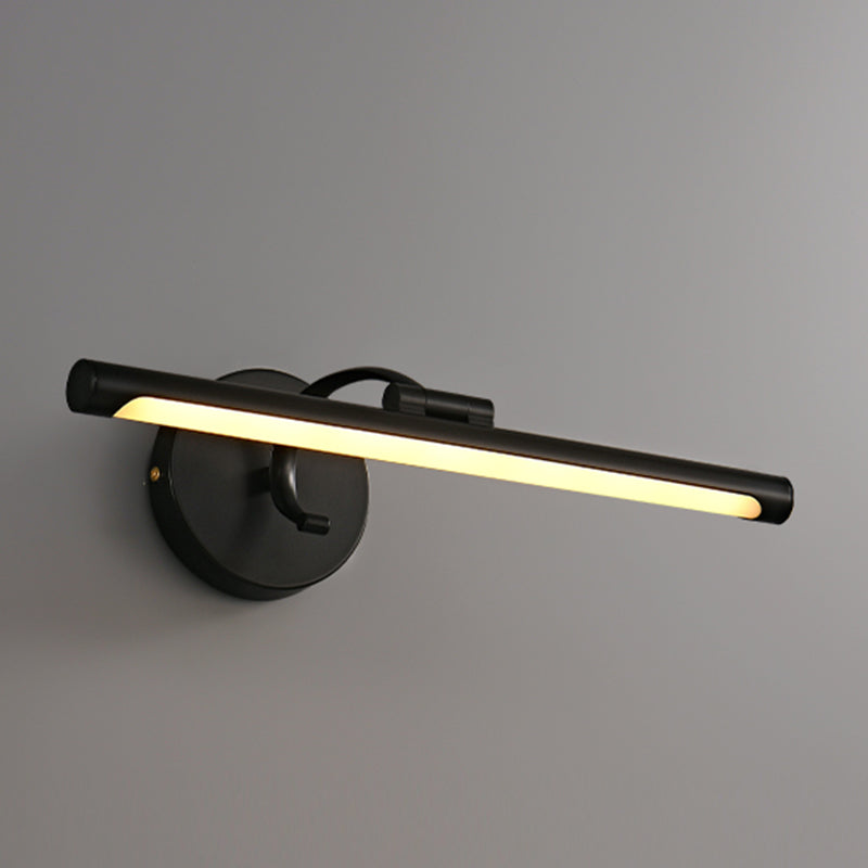 Linear Shade Metal Wall Sconce Modern Style 1-Light Mirror Wall Mount Lighting in Black