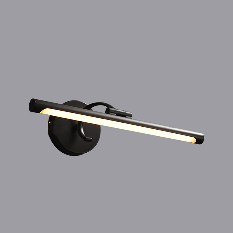 Linear Shade Metal Wall Sconce Modern Style 1-Light Mirror Wall Mount Lighting in Black