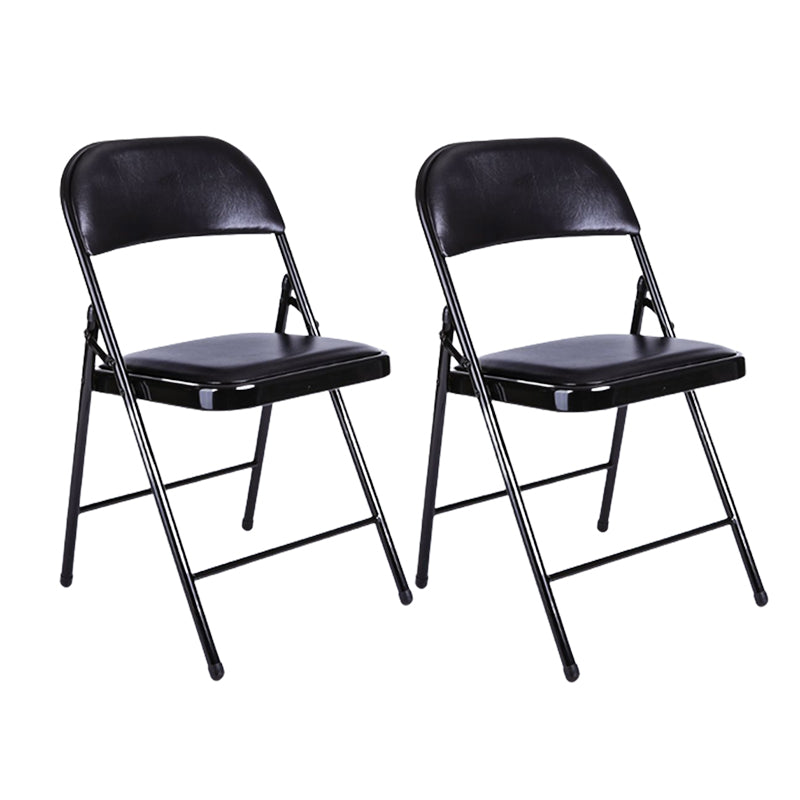 Modern Armless Upholstered Office Chair Leather Metal Office Chair