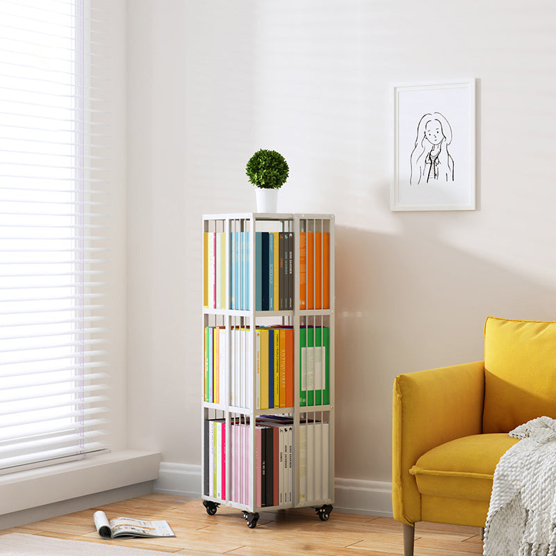 Modern Metal Bookshelf Pure White  Standard Vertical Closed Back Bookcase