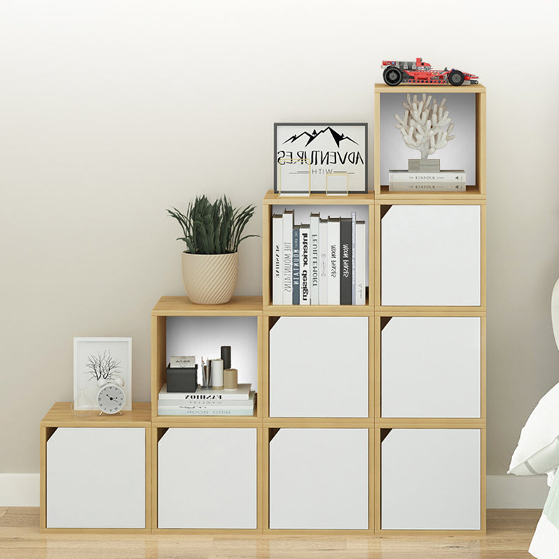 Modern Cube Shelf Bookcase Wood Closed Back Book Shelf for Study Room