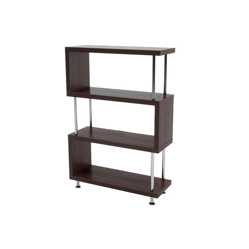 11.81" Wide Engineered Wood Geometric Bookcase Contemporary Metal and Wood Bookcase