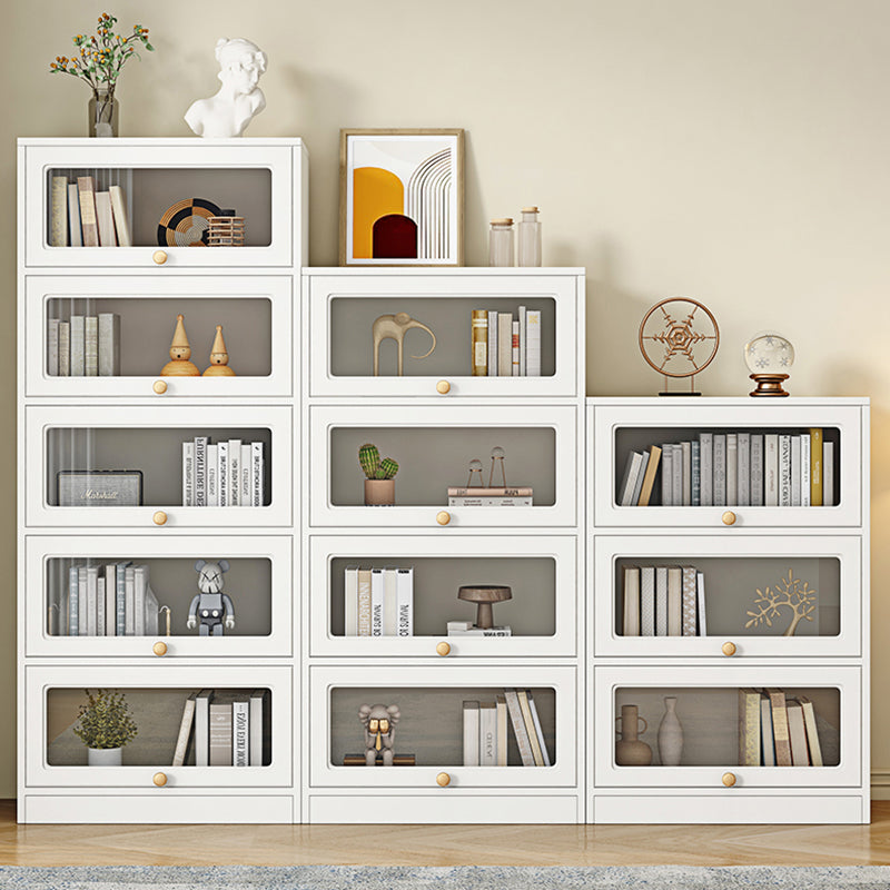Modern Engineered Wood Bookshelf Standard Closed Back Bookcase with Doors