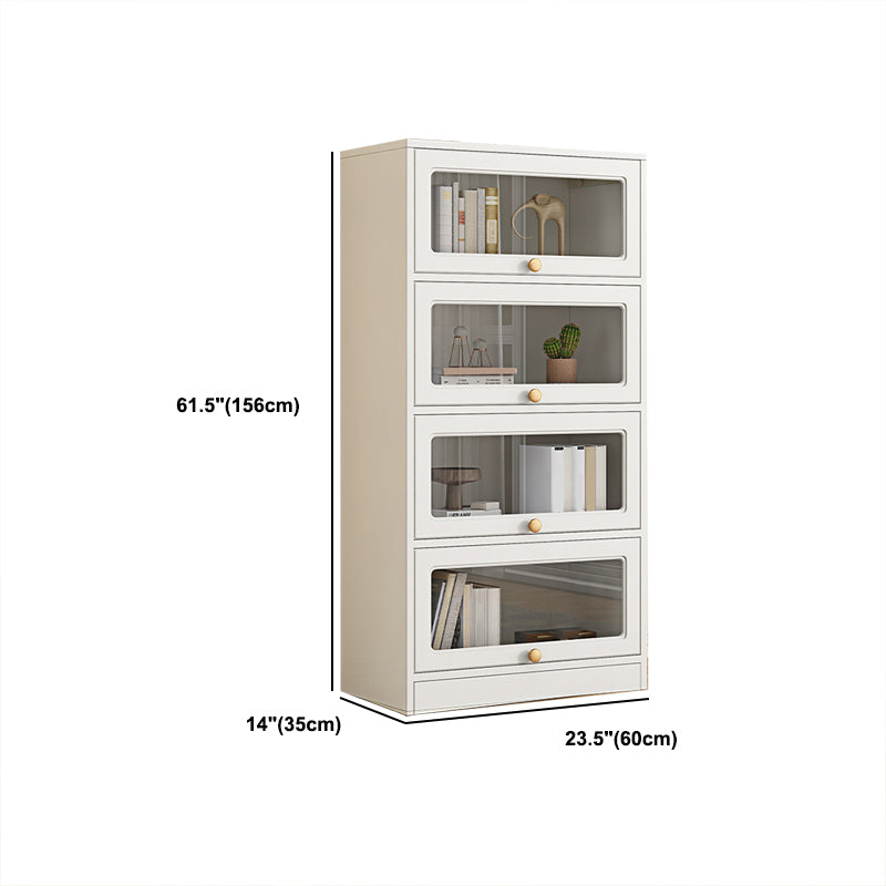 Modern Engineered Wood Bookshelf Standard Closed Back Bookcase with Doors