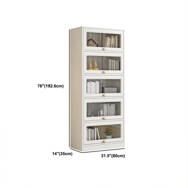 Modern Engineered Wood Bookshelf Standard Closed Back Bookcase with Doors