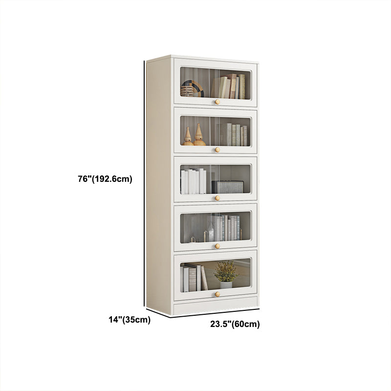 Modern Engineered Wood Bookshelf Standard Closed Back Bookcase with Doors