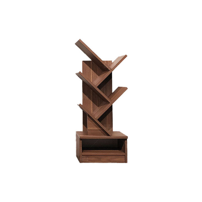 Modern Engineered Wood Bookshelf Walnut Geometric Closed Back Bookcase