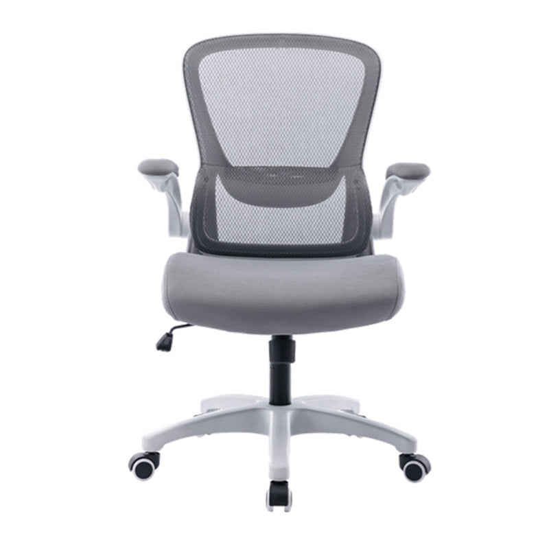 Modern Chair Mesh Computer Chair Mid-Back Chair with Wheels in Gray/Orange/Black