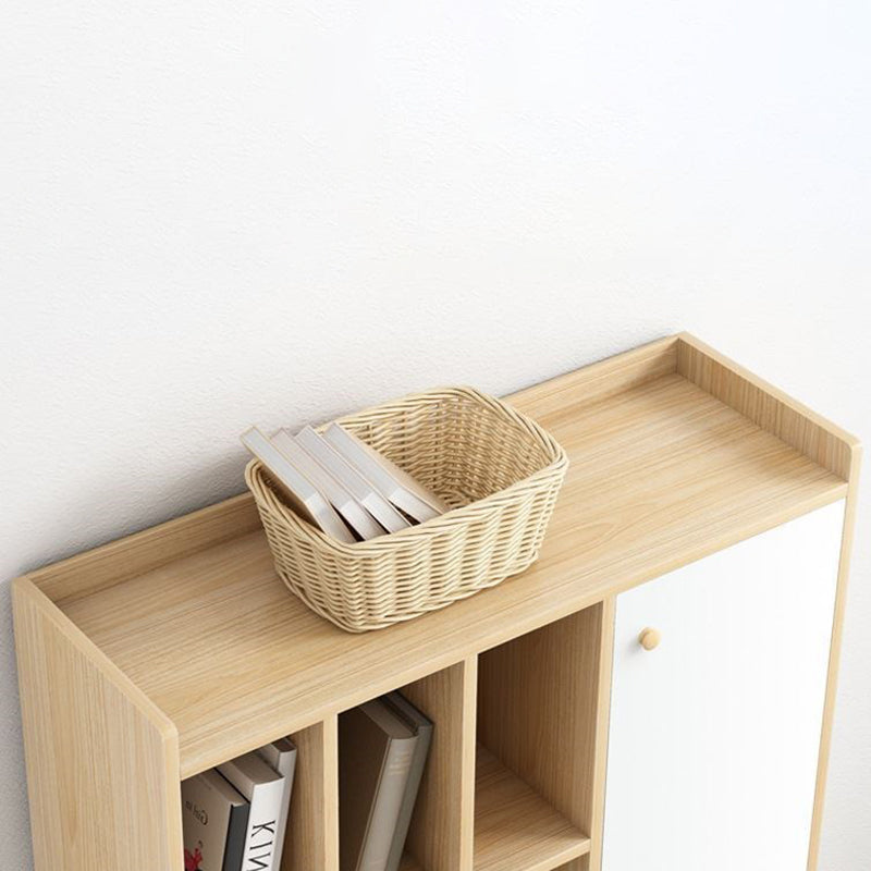 Modern Matte Finish Bookshelf Wooden Standard Bookcase with Drawer Storage