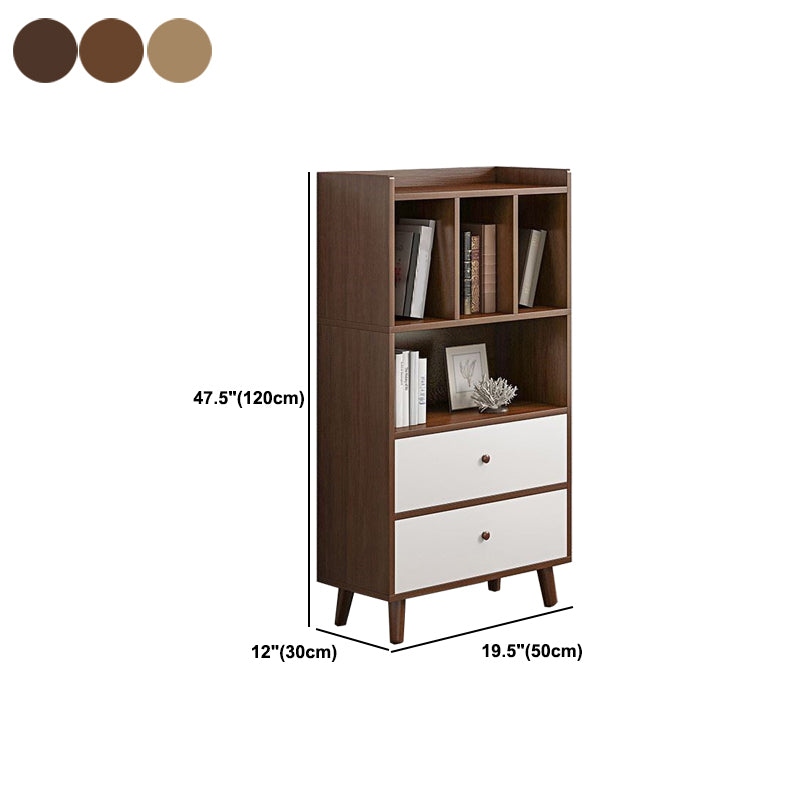 Modern Matte Finish Bookshelf Wooden Standard Bookcase with Drawer Storage