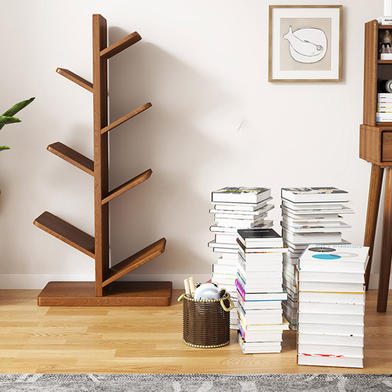 Modern Wood Bookshelf Geometric Vertical Open Shelf Bookcase