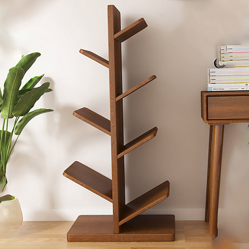 Modern Wood Bookshelf Geometric Vertical Open Shelf Bookcase