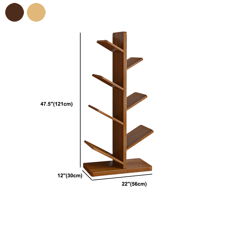 Modern Wood Bookshelf Geometric Vertical Open Shelf Bookcase