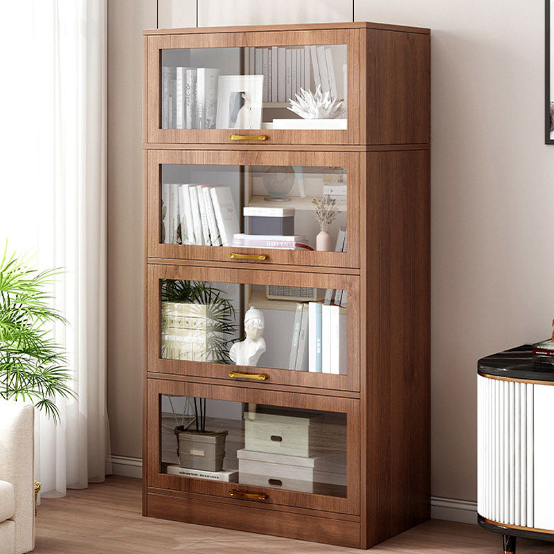 Modern Engineered Wood Shelf Bookcase Floor Closed Back Home Book Shelf with Doors