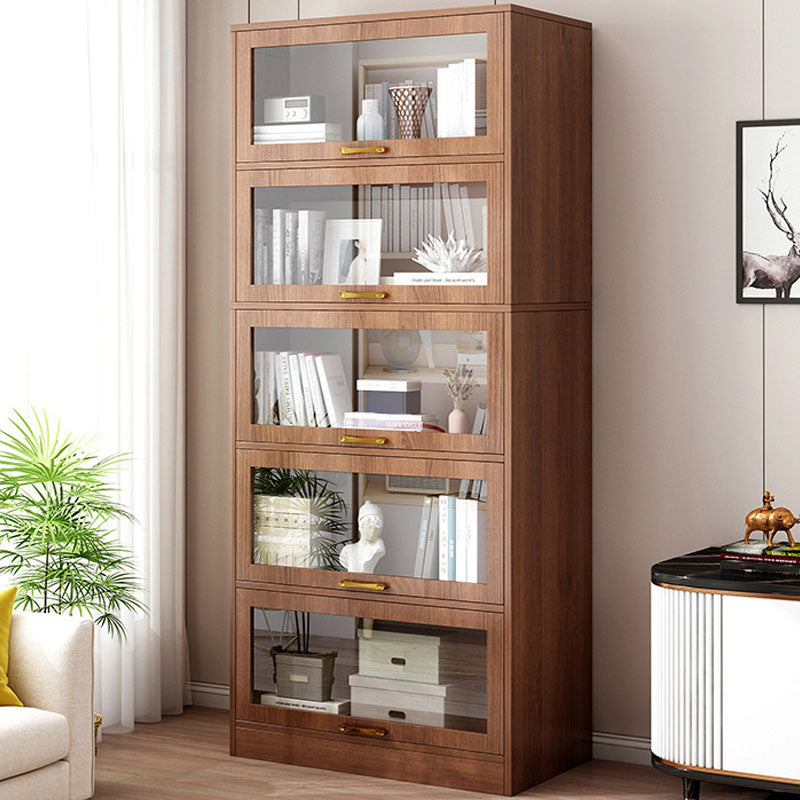 Modern Engineered Wood Shelf Bookcase Floor Closed Back Home Book Shelf with Doors