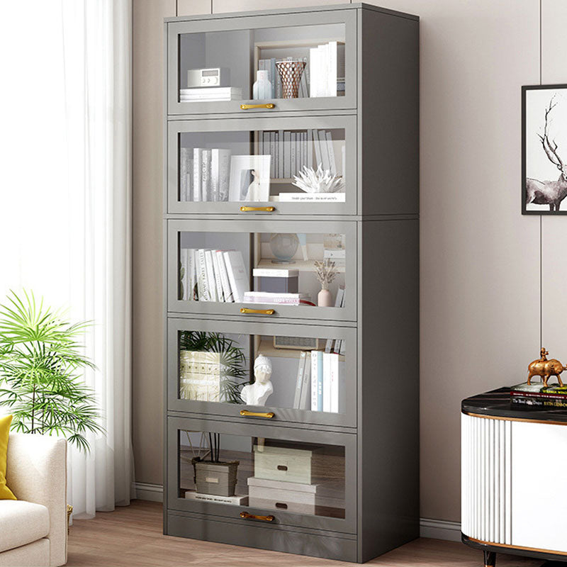 Modern Engineered Wood Shelf Bookcase Floor Closed Back Home Book Shelf with Doors