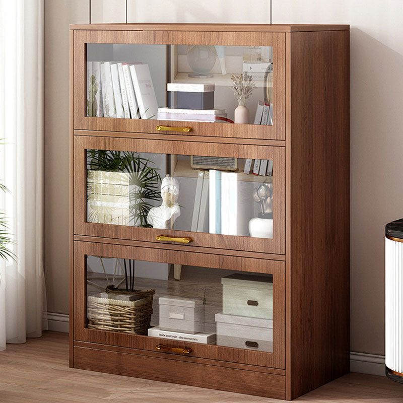 Modern Engineered Wood Shelf Bookcase Floor Closed Back Home Book Shelf with Doors