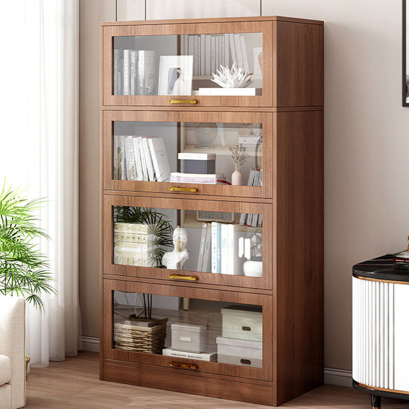 Modern Engineered Wood Shelf Bookcase Floor Closed Back Home Book Shelf with Doors