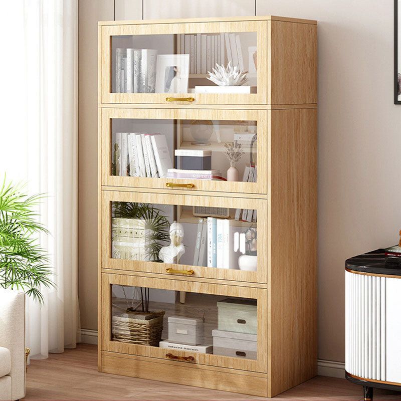 Modern Engineered Wood Shelf Bookcase Floor Closed Back Home Book Shelf with Doors