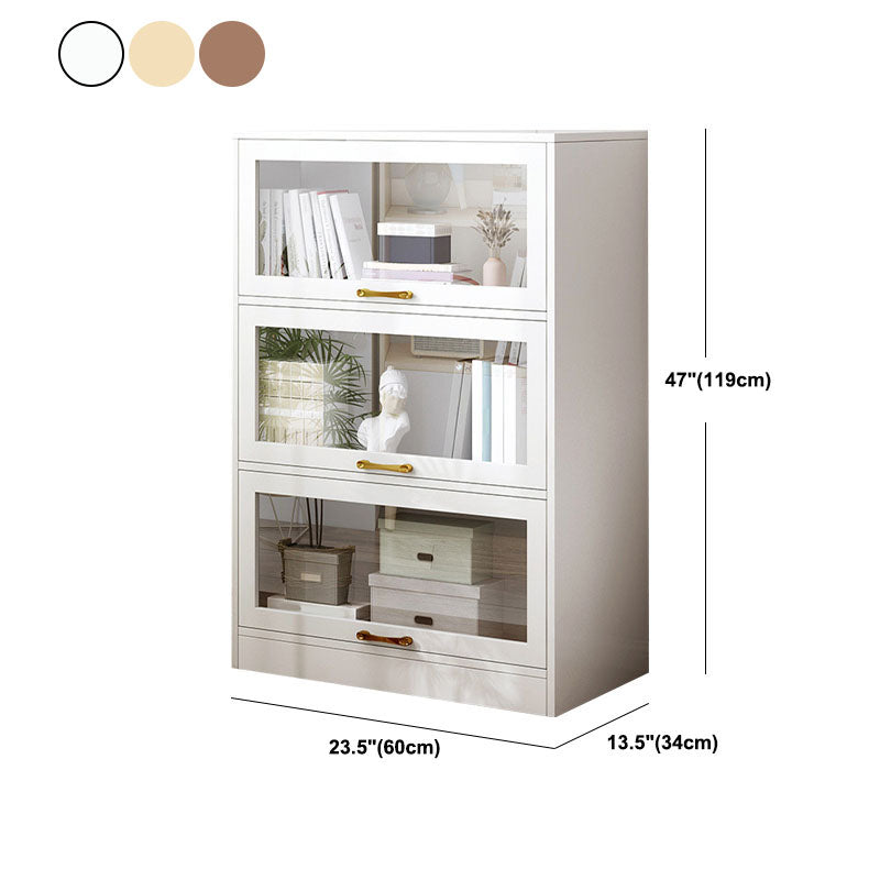 Modern Engineered Wood Shelf Bookcase Floor Closed Back Home Book Shelf with Doors